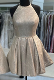 New Sparkly Halter Short Homecoming Dresses, Short Prom Dresses HZ0509