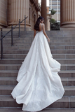 Gorgeous Beaded Lace Spaghetti Straps A line Chapel Train Wedding Dresses HZ0509