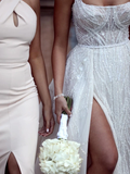 Gorgeous Beaded Lace Spaghetti Straps A line Chapel Train Wedding Dresses HZ0509