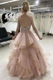 Pink Sleeveless A Line Tulle Lace Sweet 16 Dress Prom Dress HZ0509