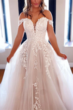 Chic A line Off the shoulder Wedding Dress Tulle Applique Bridal Formal Dresses HZ0509