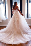 Chic A line Off the shoulder Wedding Dress Tulle Applique Bridal Formal Dresses HZ0509