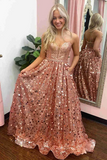 A Line Sweetheart Long Prom Dresses with Sequins, Long Party Dresses HZ0509