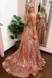 A Line Sweetheart Long Prom Dresses with Sequins, Long Party Dresses HZ0509