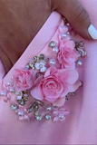 Pink Satin A line Spaghetti Straps Prom Dresses, Party Dress With Pockets HZ0509