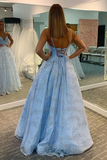 Sparking Lace Spaghetti Straps A line Prom Dresses, Long Prom Dress for Sale HZ0509