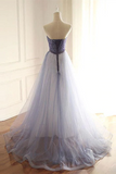 Shimmering Tulle Strapless Neckline A Line Evening Dresses With Beading HZ0509