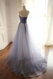 Shimmering Tulle Strapless Neckline A Line Evening Dresses With Beading HZ0509