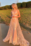 Sweetheart Pink Long Mermaid Prom Dress with Lace HZ0509