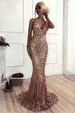Mermaid Sequins Long Prom Dress, Backless Evening Dress HZ0509