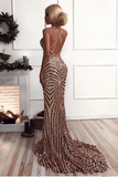 Mermaid Sequins Long Prom Dress, Backless Evening Dress HZ0509