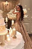 Chic Sparkly Gold Prom Dress Unique Long Prom Dress Evening Gowns HZ0509