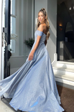 A line Prom Dresses With Slit Sparkly Sweetheart Evening Gowns HZ0509