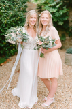 Romantic Wedding Dresses Modest Deep V neck Straps Modest Beach Open Back Bridal Gowns HZ0509