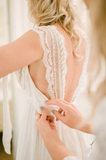 Romantic Wedding Dresses Modest Deep V neck Straps Modest Beach Open Back Bridal Gowns HZ0509