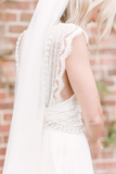 Romantic Wedding Dresses Modest Deep V neck Straps Modest Beach Open Back Bridal Gowns HZ0509