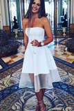 Popular Satin Homecoming Dresses A line Strapless Short Gowns HZ0509