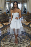 Popular Satin Homecoming Dresses A line Strapless Short Gowns HZ0509