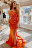 Elegant One Shoulder Lace Up Mermaid Beaded Stars Polyester Prom Dress With Slit HZ0509