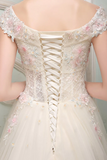 Ball Gown Long Prom Dress Applique Formal Evening Dress HZ0509