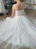 Sweetheart Neck Tulle Ivory Prom Dresses, Tea Length Evening Dresses HZ0509