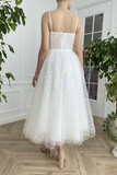 Sweetheart Neck Tulle Ivory Prom Dresses, Tea Length Evening Dresses HZ0509