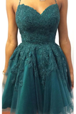 Halter Neck Short Emerald Green Lace Prom Dresses Homecoming Dresses HZ0509