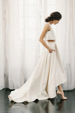 Simple Ivory Satin Two Pieces A Line Beach Wedding Dresses, Bridal Gown HZ0509