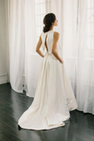 Simple Ivory Satin Two Pieces A Line Beach Wedding Dresses, Bridal Gown HZ0509