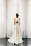 Simple Ivory Satin Two Pieces A Line Beach Wedding Dresses, Bridal Gown HZ0509