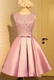 Homecoming Dress Appliques Bowknot Satin Short Prom Dress Party Dress HZ0509