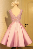 Homecoming Dress Appliques Bowknot Satin Short Prom Dress Party Dress HZ0509