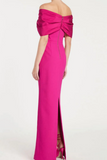 A line Off Shoulder Satin Long Prom Dress Evening Dress HZ0509
