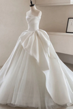 Modest Ball Gown Strapless Simple Satin Wedding Dress Tulle Bridal Dress HZ0509