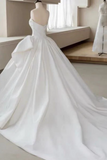 Modest Ball Gown Strapless Simple Satin Wedding Dress Tulle Bridal Dress HZ0509