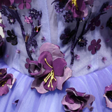 Short Lavender Homecoming Dresses Flower Applique Knee Length Prom Dress HZ0509