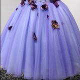 Short Lavender Homecoming Dresses Flower Applique Knee Length Prom Dress HZ0509