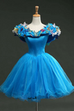 Chic Scoop Homecoming Dress Simple Blue Quinceanera Cheap Short Prom Dress HZ0509