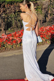 Lace Spaghetti Straps Neckline Sweep Train Sheath Prom Dress HZ0509