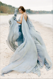 Chiffon A line Rustic Beach Wedding Dresses With Train, Bridal Gown HZ0509