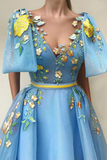 Tulle Long Prom Dress with Applique, Formal Evening Dress HZ0509