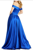 The Shoulder Satin Long Party Gown, Long Evening Prom Dress HZ0509