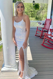 Sequins Long Prom Dresses Backless Mermaid Formal Dress HZ0509