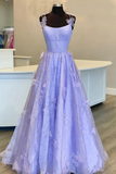 Tulle A Line Spaghetti Straps Floral Prom Dresses, Evening Dress HZ0509