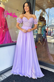 Sweetheart Neck Purple Lace Long Prom Dress, Lavender Lace Formal Dress, Lilac Evening Dress HZ0509