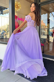 Sweetheart Neck Purple Lace Long Prom Dress, Lavender Lace Formal Dress, Lilac Evening Dress HZ0509