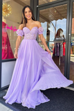 Sweetheart Neck Purple Lace Long Prom Dress, Lavender Lace Formal Dress, Lilac Evening Dress HZ0509