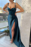 Sweetheart Sleeveless Sweep Train Satin Prom Dress With Pleated HZ0509