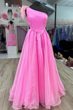 Shoulder Pink Tulle Long Prom Dress, Pink Formal Dress, Off the Shoulder Evening Dress HZ0509