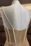 A Line Spaghetti Straps Gold Prom Dresses Long, Sweetheart Neck Golden Formal Dress HZ0509